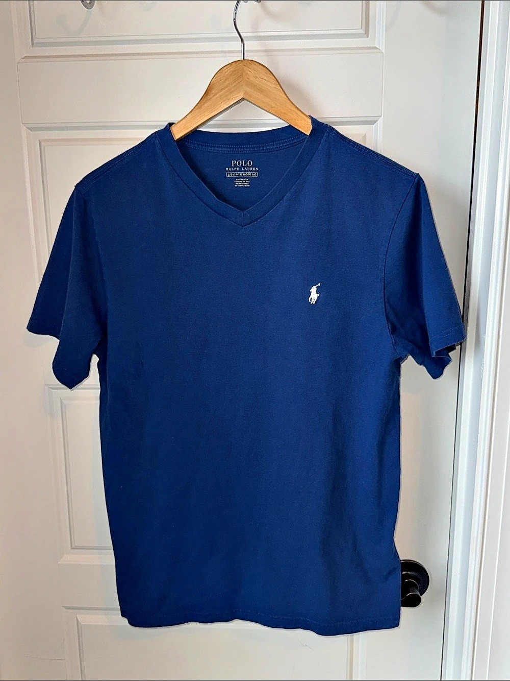 Polo Ralph Lauren Boys Cotton V-Neck T-Shirt Blue Large